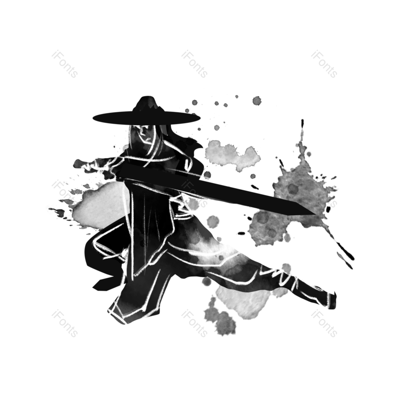 水墨图片,墨迹元素,古风人物PNG,剪影免抠素材